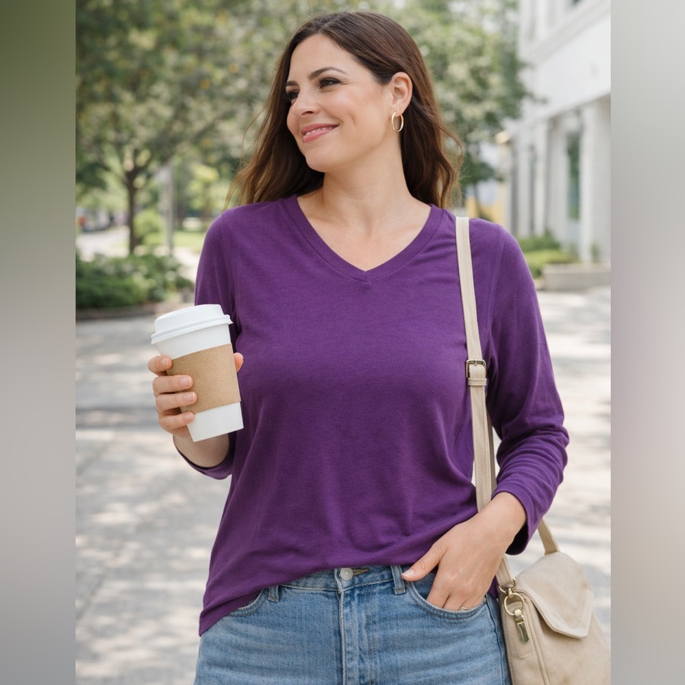 Merona “The Ultimate Tee” Purple Long Sleeve V-Neck Top – Size 3X